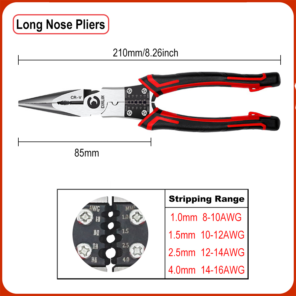 Multifunctionele Universele Punttang Diagonale Tang Universele Kniptang Elektricien Speciale Tangen Tool: Long Nose Pliers