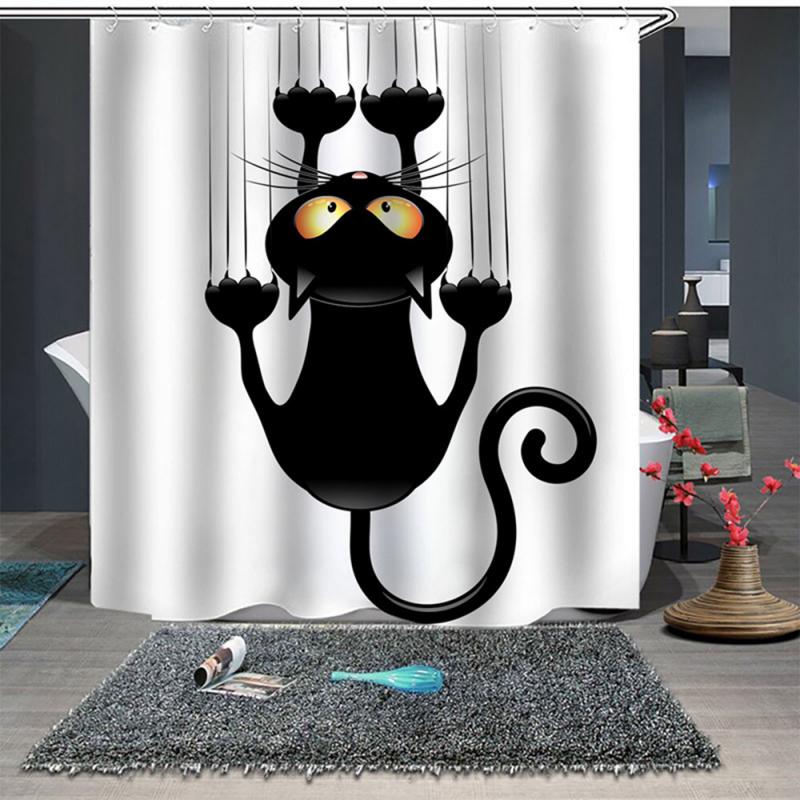 Mooie Kat Afdrukken Douchegordijn Polyester Waterdicht Doek Douchegordijnen Badkamer Gordijn Baden Gordijn Badkamer Gordijn: GJRX-289