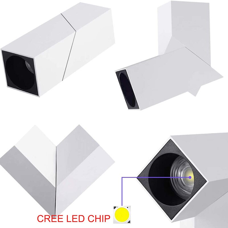 Led vierkante opvouwbare spot draaibaar plafond in scandinavische stijl minimalistische studio opbouw