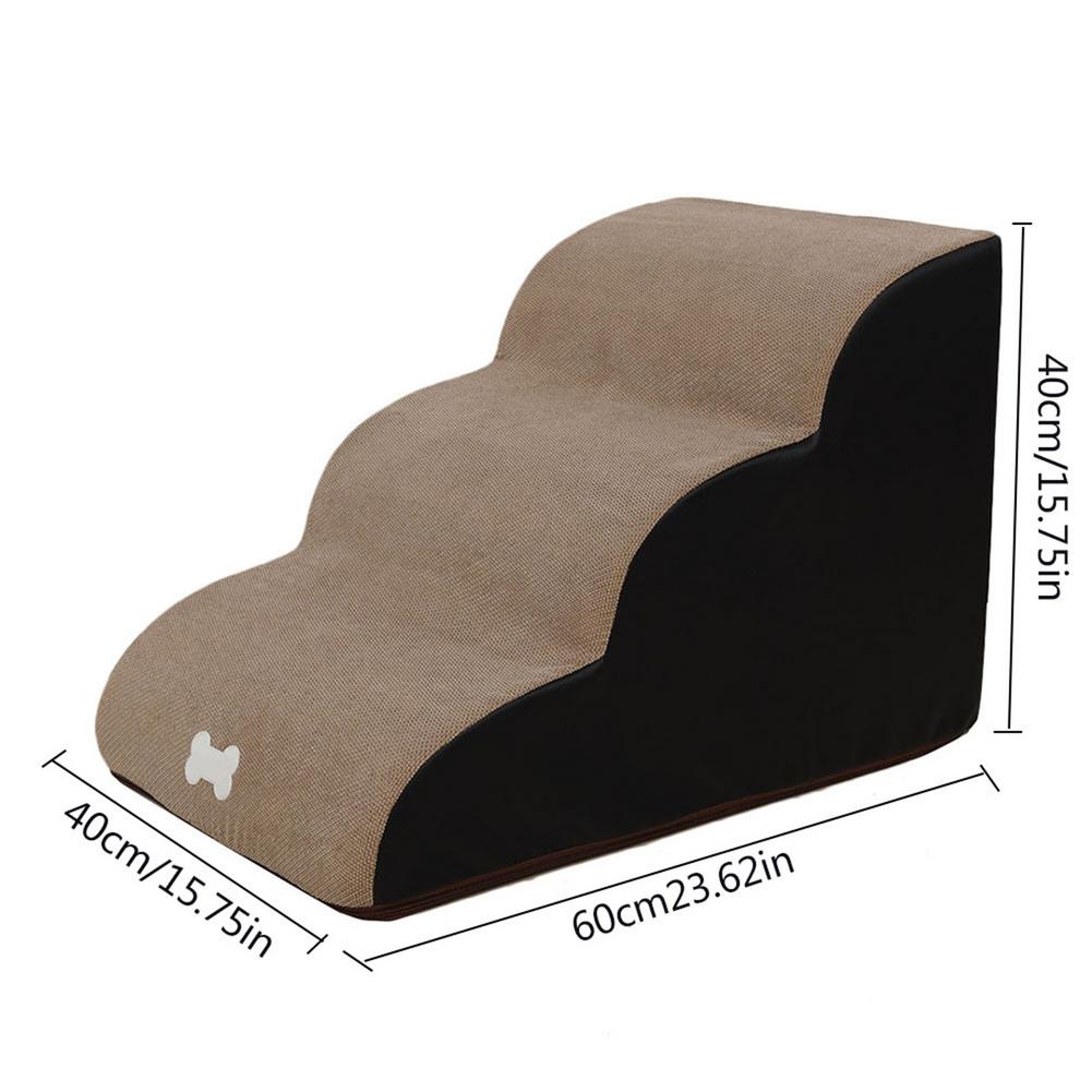 Pet Cat Dog Stairs Ladder Small Dag Cat Bed Stairs Steps Kitten Puppy Ramp Sofa Bed Ladder Anti-slip Removable Dogs Bed Stairs: White