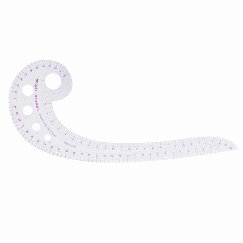 Juego de: costura a medida 54 Cm regla recta métrica de doble cara compartida transparente rosa y 11,8 pulgadas forma de Coma larga de plástico Tr