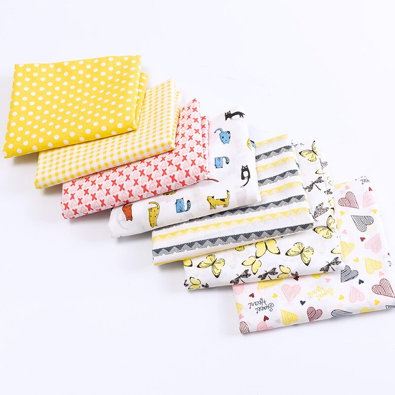 7pcs/set Vintage Floral Patchwork Fabric 100% Cotton Printed Cloth DIY Handmade Accessories for Sewing Dolls Needlework Material: 01