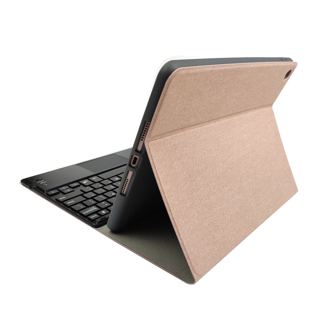 35# For iPad 10.2 inch Wireless Bluetooth Keyboard Case Stand Smart Slim Cover Bluetooth Keyboard PC Laptop Gaming Keyboard: Pink