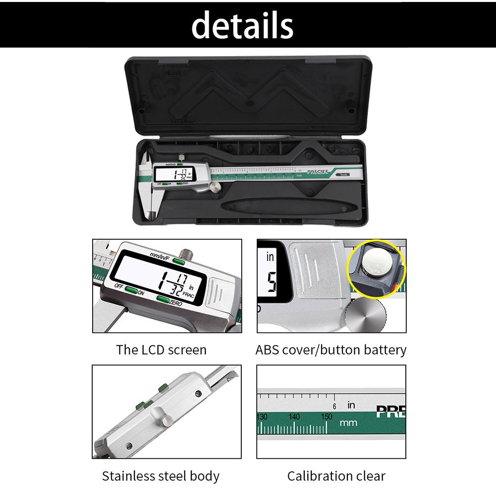 LCD Display mm/inch Digital Vernier Caliper Gauge Micrometer High Precision Stainless Steel LCD Vernier Caliper Measuring Tool