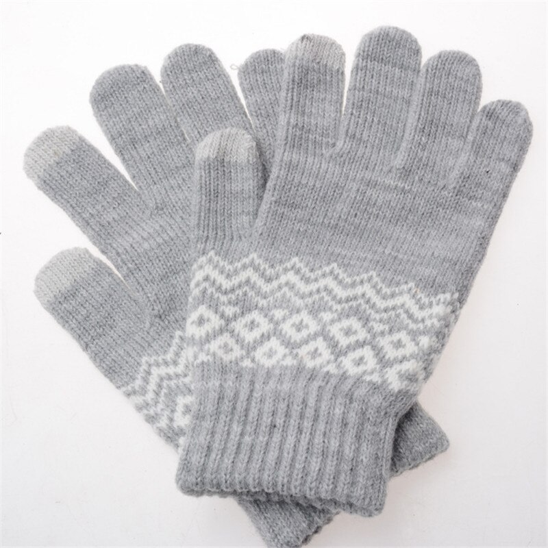 Vinter varme berøringsskærm handsker udstyret uldne vanter mænd kvinder cashmere geometriske crinkle handsker touch luvas