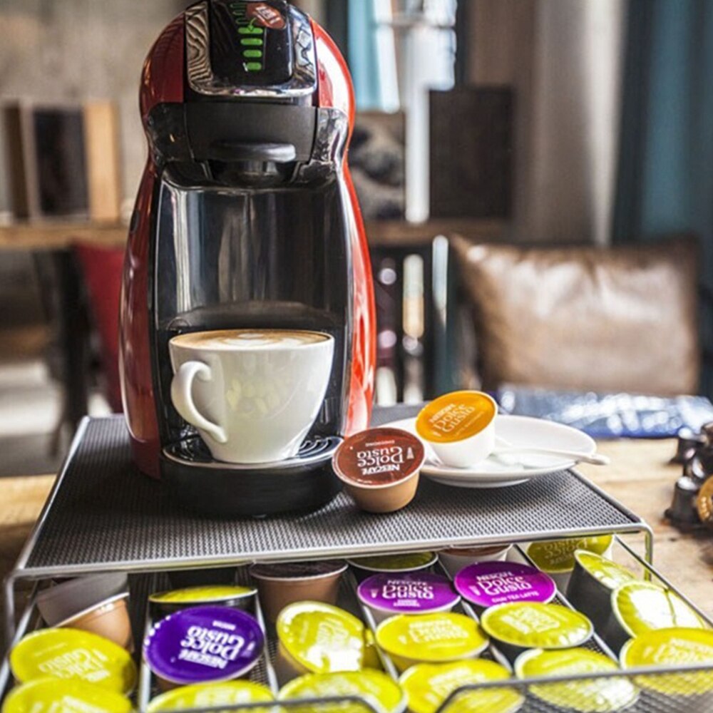 Kaffemaskine base pod holder opbevaringsskuffe kaffe nespresso kapsler skuffer organisator stand rack skuffer rustfrit stål