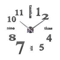Neue wanduhr uhren reloj de gekürzt uhr 3d diy Acryl spiegel Aufkleber Quarz Moderne Heimat Dekoration freies: Dunkelgrau / 47Zoll