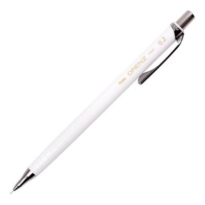 1 Pentel bardzo cienki ołówek 0.2/0.3mm XPP502/XPP503 wysokiej jakości system zapobiegający zerwaniu ołówek automatyczny Orenz chowany metal: biały