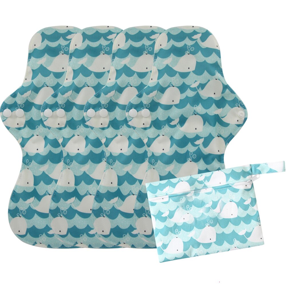 4 Stuks Extra Grote Herbruikbare Biologische Bamboe Maandverband Heavy Flow Maandverband Wasbare Mama Maandverband Pad Met 1 natte Zak: 51