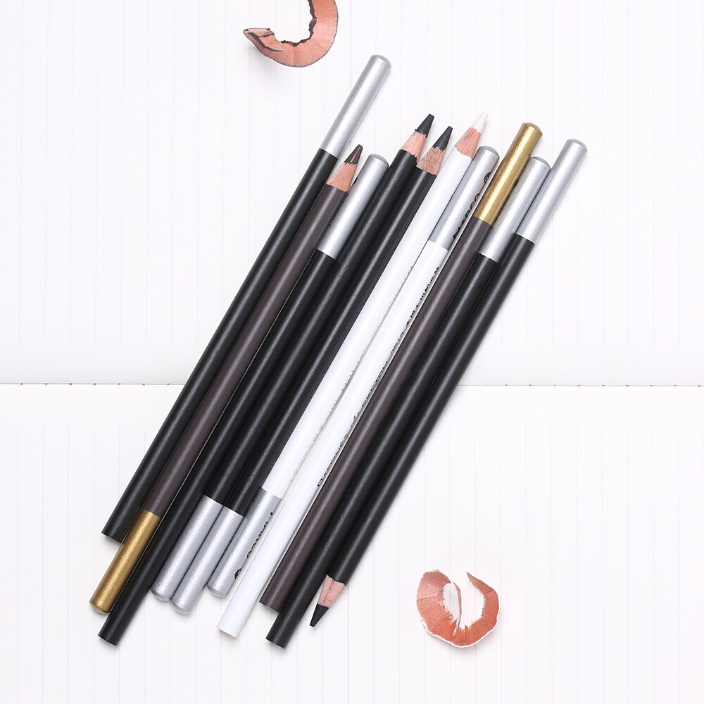 2 stk skitseringsblyanter kul blyant maleværktøj hvid/brun/sort highlight liner skitse kunst tegne blyant