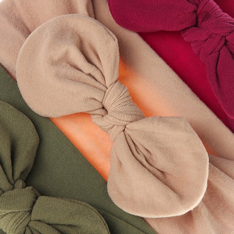 Diademas con lazo de nailon suave para niña, cintas elásticas de Color sólido para el pelo con lazo, accesorios para el cabello para recién nacido, 3 uds.