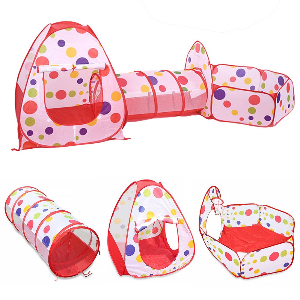 3-in-1 Children Up Wear Resistant Quick Assembly Tunnel Indoor/Outdoor Foldable Baby Portable Ball Pool Play Tent Playhouse