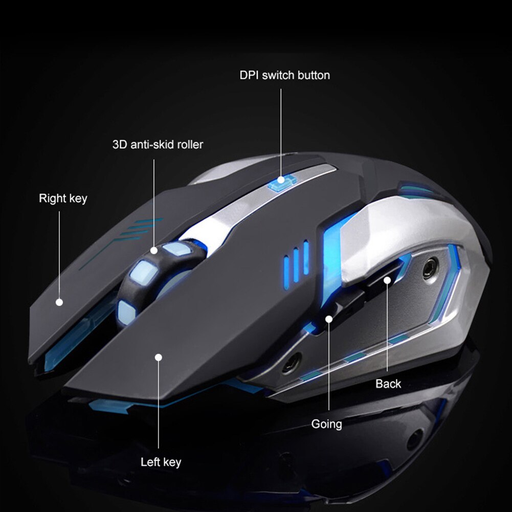 Wireless Mouse X7 7 Colors Light Silent 6 Buttons Maus Rechargeable Wireless Optical Gaming Mouse