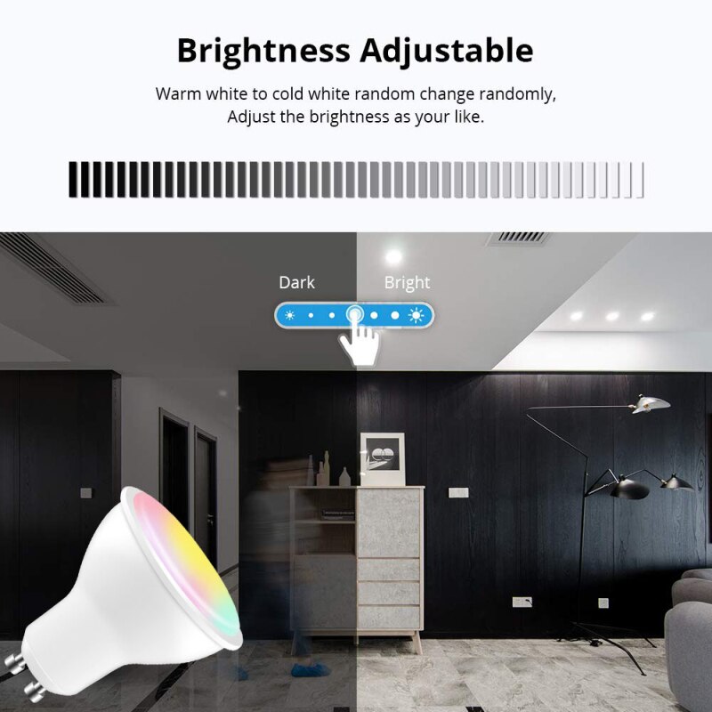 Aubess Tuya GU10 Wifi Smart Light Led-lampen Rgb + Cw 4W Dimbare Lampen Smart Leven App Remote Contro werken Met Alexa Google Thuis