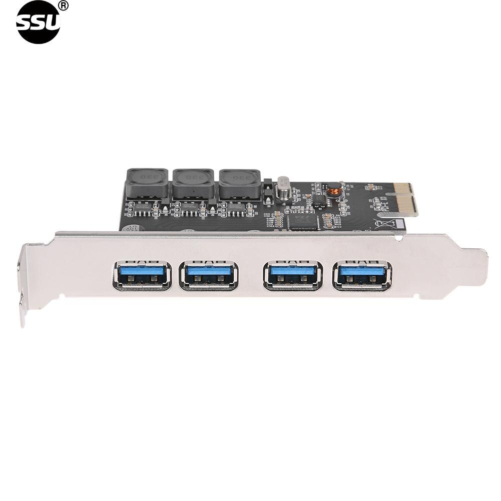 SSU U3V04S+ 4 Port USB 3.0 PCIe Expansion Card PCI Express USB Hub Adapter