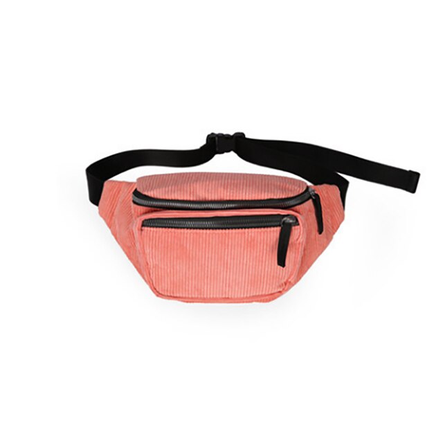 corduroy Waist Bag Zipper Chest Bag Sport Canvas Fanny Pack Girl Waist Belt Bags Phone Waist Pack for women: Color 5