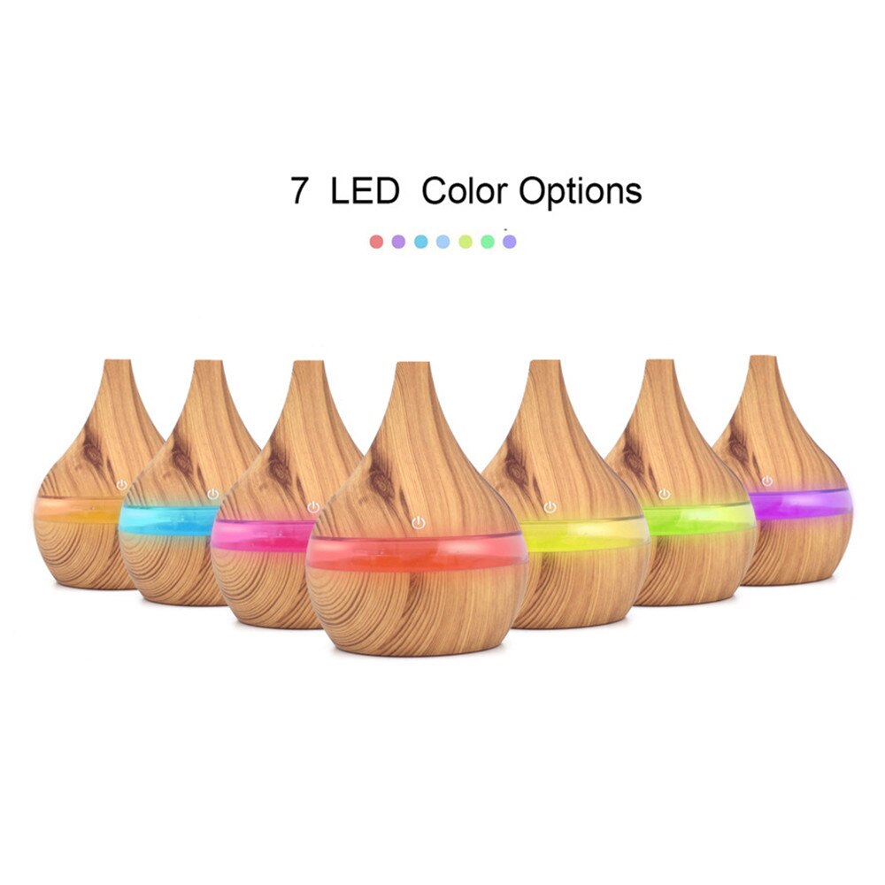 Air Aroma Essential Oil Diffuser LED Ultrasonic Aroma Aromatherapy Humidifier USB Wood Grain Oil Aroma Diffuser Humidifier