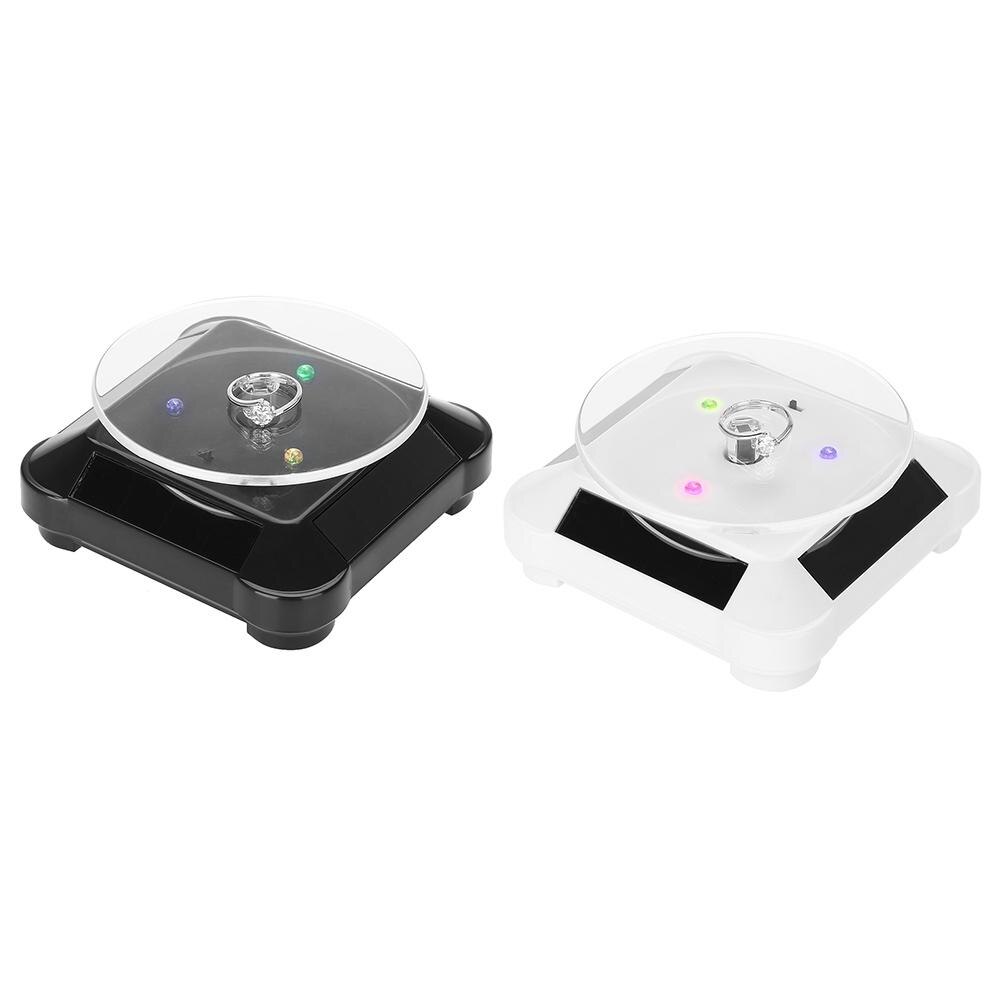 Solar Showcase 360 Degrees Rotating Turntable Watches Phone Jewelry Display Stand LED Light