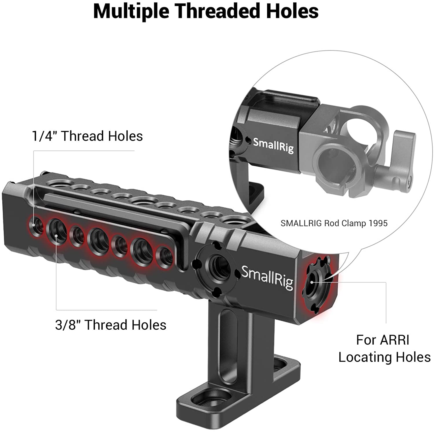 SmallRig Universal Top Handle Action Stabilizing Hand Grip with Arri 1/4" 3/8" Mount for Camera Cage Accessories