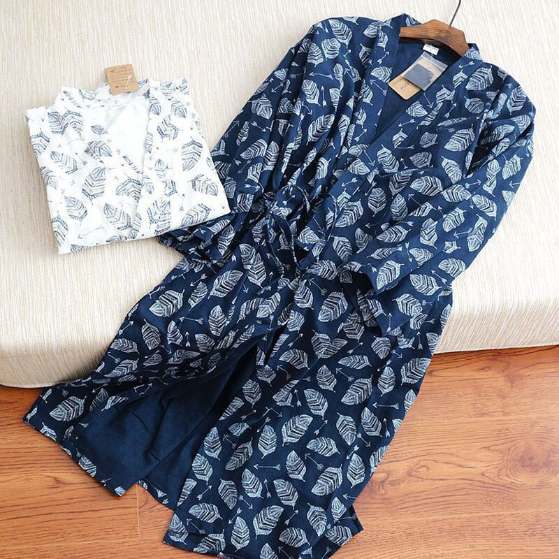 Mannen Gewaad Pyjama Lange Mouw Nachtkleding Badjas Pyjama Homewear Nachtkleding Katoen Comfortabele Sleeprobe Pimajas