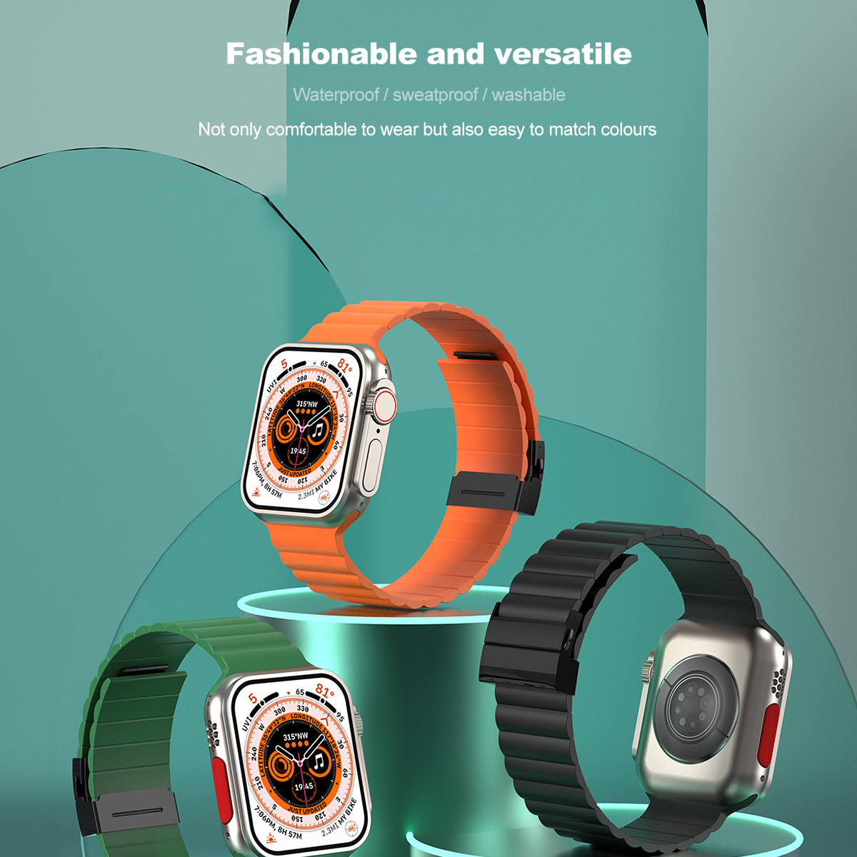Siliconen band voor Apple Watch Band Ultra 2 49 mm 44 mm 45 mm 42 mm 41 40 mm Metalen gesparmband Iwatch Ultra 9 8 7 6 SE 5 4 Correa