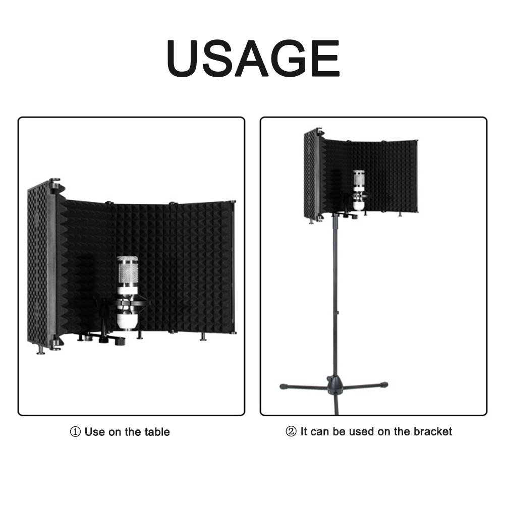 Folding Recording Studio Microphone Windshield Insulation Cover Adjustable Sound Noise Wind Screen