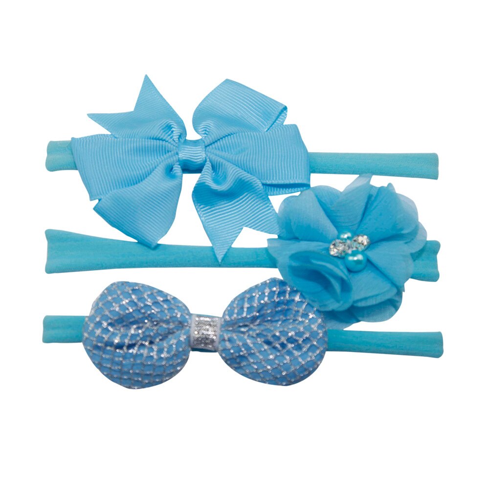 3Stck freundlicher Elastische Blumen- Stirnband Perle Haar Mädchen Baby Bowknot Haarband einstellen prinzessin kleid zubehör Повязки Для Волос