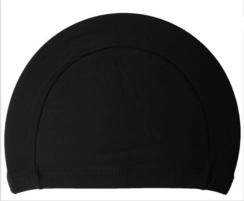Gorro de natación de tela con protección de orejas de pelo largo para deportes en la piscina, gorra deportiva para adultos, hombres y mujeres, gorros de baño ultrafinos para adultos, tamaño libre: Black
