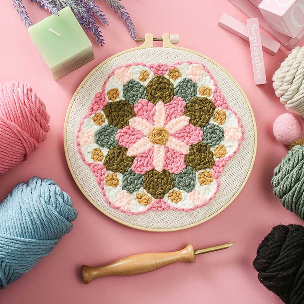 Punch Needle Starter Kits Soft Yarn Punch Needle Embroidery Kit Easy Embroidery Needlework Wool Work Home Decor Craft Making