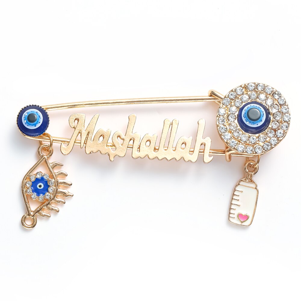 Muslimischen Islam Türkische Bösen blick Metall Brosche Stift Nette Flasche Anhänger Baby Schmuck