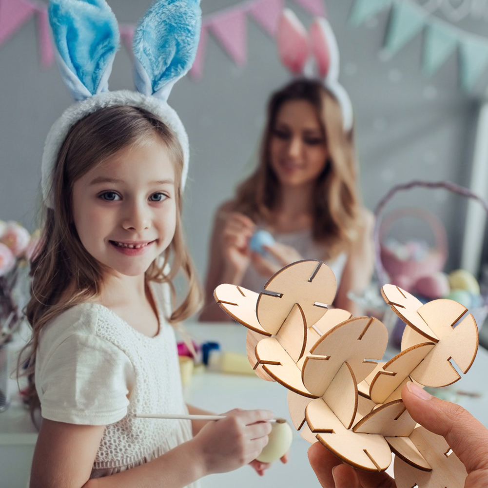 50pcs/set Multi-function Windmill Pattern DIY Wooden Easter Hanging Pendant Home Decor Ornament for DIY Art Home Decoration