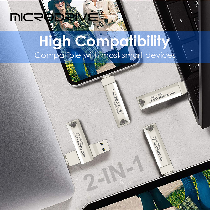type-c Mini 2 IN 1 metal waterproof USB 3.0 flash drive for fast photo transfer Type-c 64GB 128GB 256GB Cle