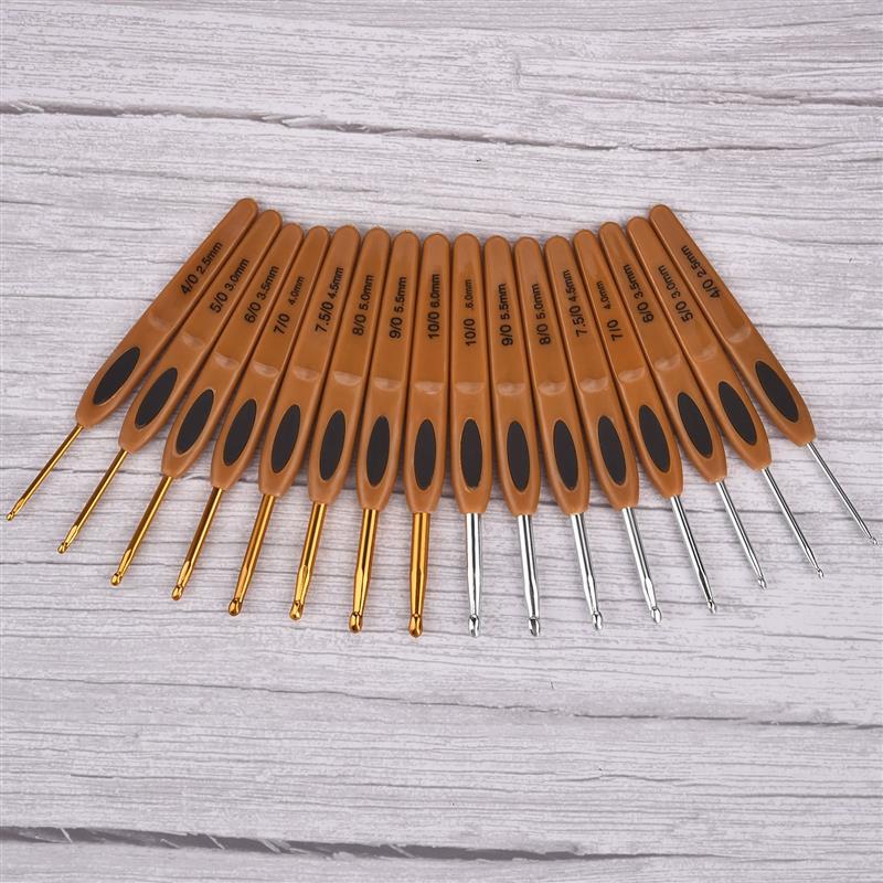 8 Uds. Tamaño mixto 2,5mm-6mm gancho de ganchillo tejido de punto hilo artesanía aguja de tejer mango de plástico ganchos de tejer agujas herramientas de Navidad