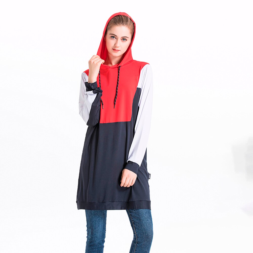 Il Vestito islamico Musulmano Tuta Top Donne Maglie E Maglioni Con Cappuccio Lady Drawstring di Autunno Manica Lunga Pullover Felpa Caftano Abaya