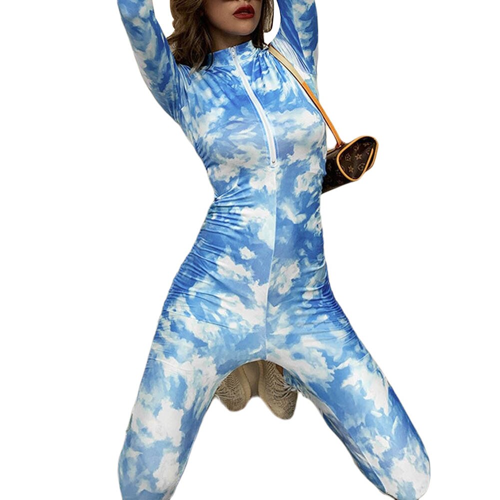 Vrouwen Lange Mouwen Tie-Dye Print Jumpsuit Dames Mode Jumpsuit Voor Sport Dagelijkse Slijtage