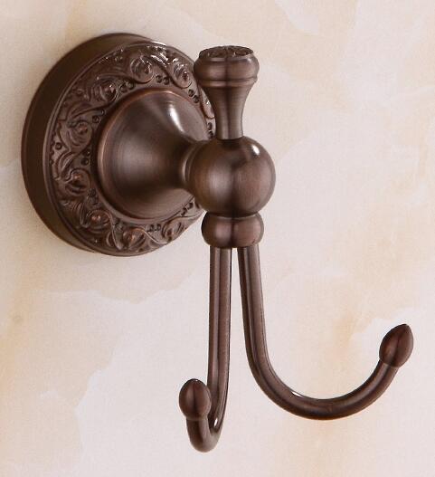 Accroche-peignoir en laiton Antique/noir | Crochets pour serviettes, cintre de bain, porte-manteau, crochet mural de porte, accessoires de salle de bains, décoration de la maison rétro 9108K: ORB