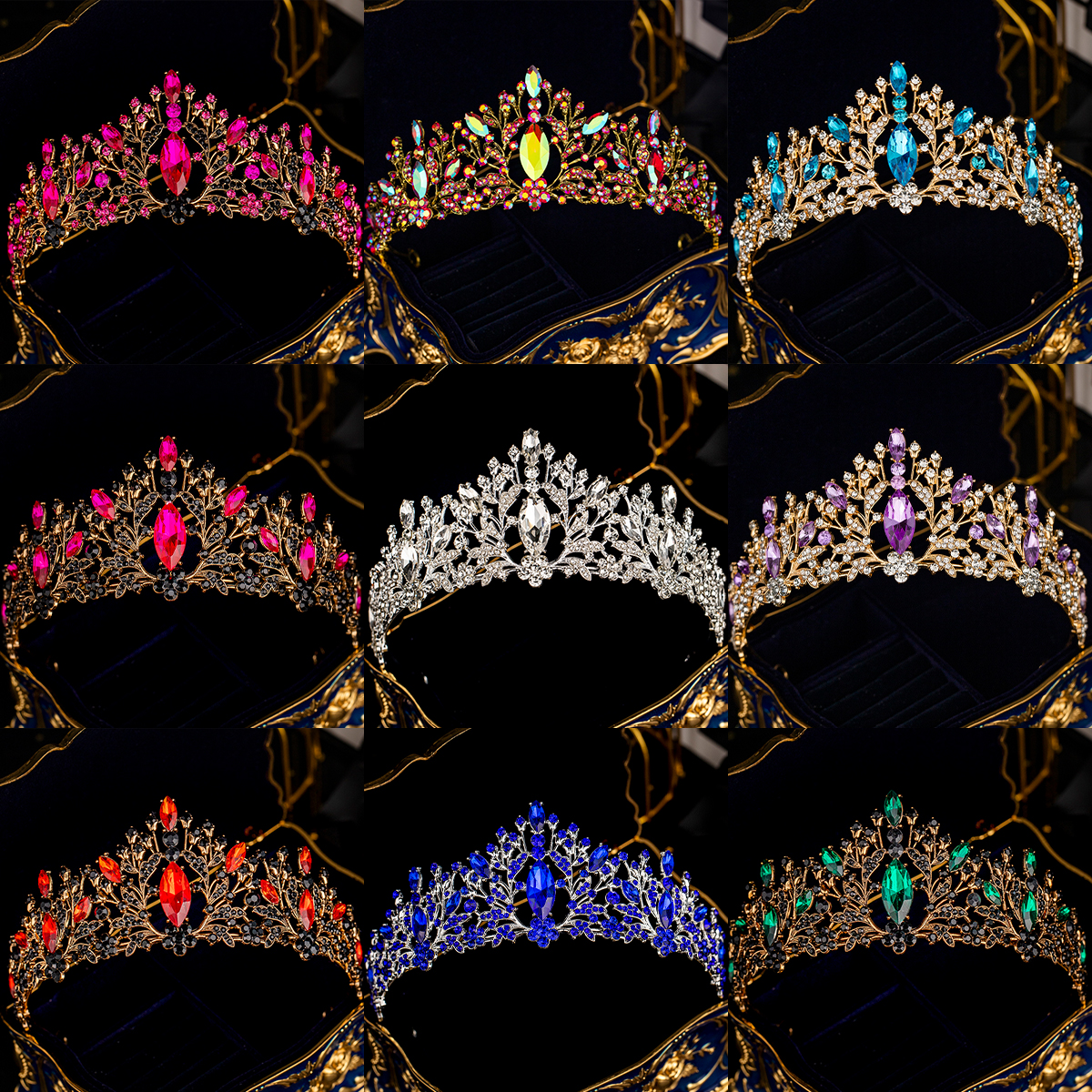 Luxo cristal strass coroa para mulheres, artesanal tiara, clássico, princesa, acessórios de cabelo para ocasiões importantes, moda