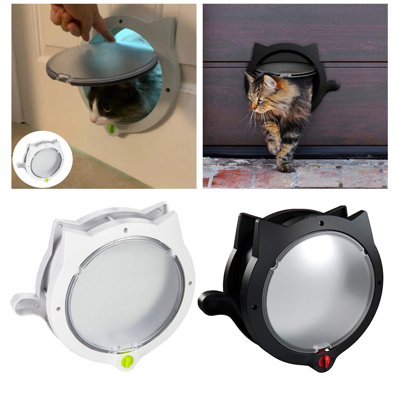 4 Way Locking Cat Door Lockable Cat Flap Doors for Cats or Small Dogs Cat Door Hides Litter Tray