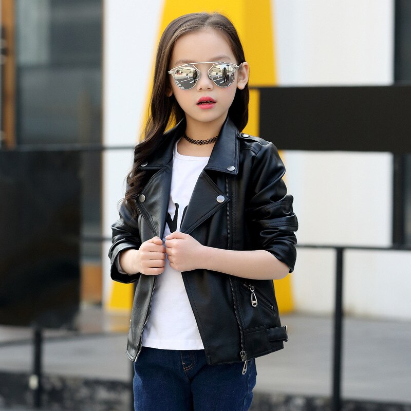 Primavera abbigliamento per bambini ragazze pu giacca cappotto abbigliamento giacca per bambini ragazze ragazzi colletto classico cerniera cappotto in pelle abbigliamento