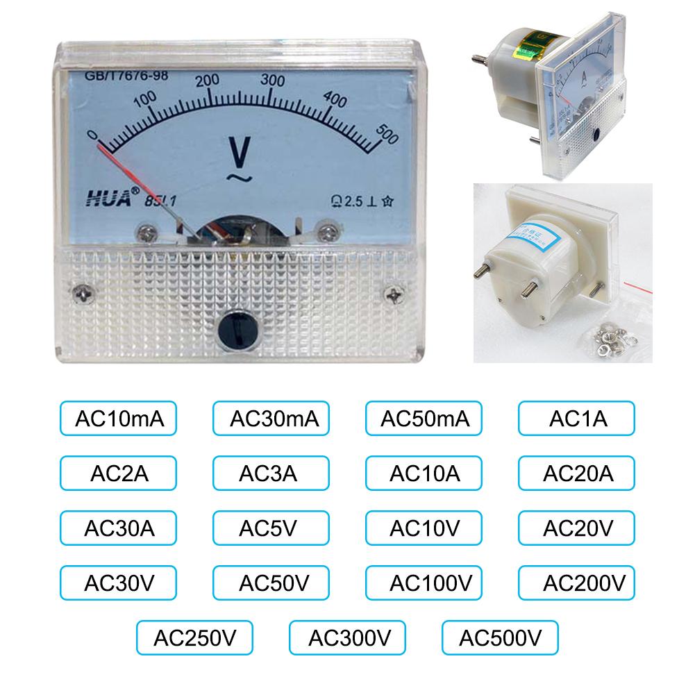 AC Ampere AC Voltmeter Analog Tafel Meter Amperemeter 10mA-30A Voltmeter 5-500V