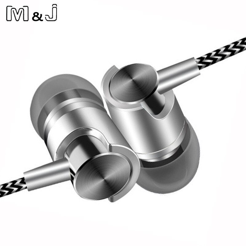 M & J J7 In-Ear Oortelefoon Voor iPhone 6 5 Xiaomi handsfree Oordopjes Met Microfoon Bass Oordopjes Stereo Oortelefoon voor Samsung Oortelefoon: Zilver