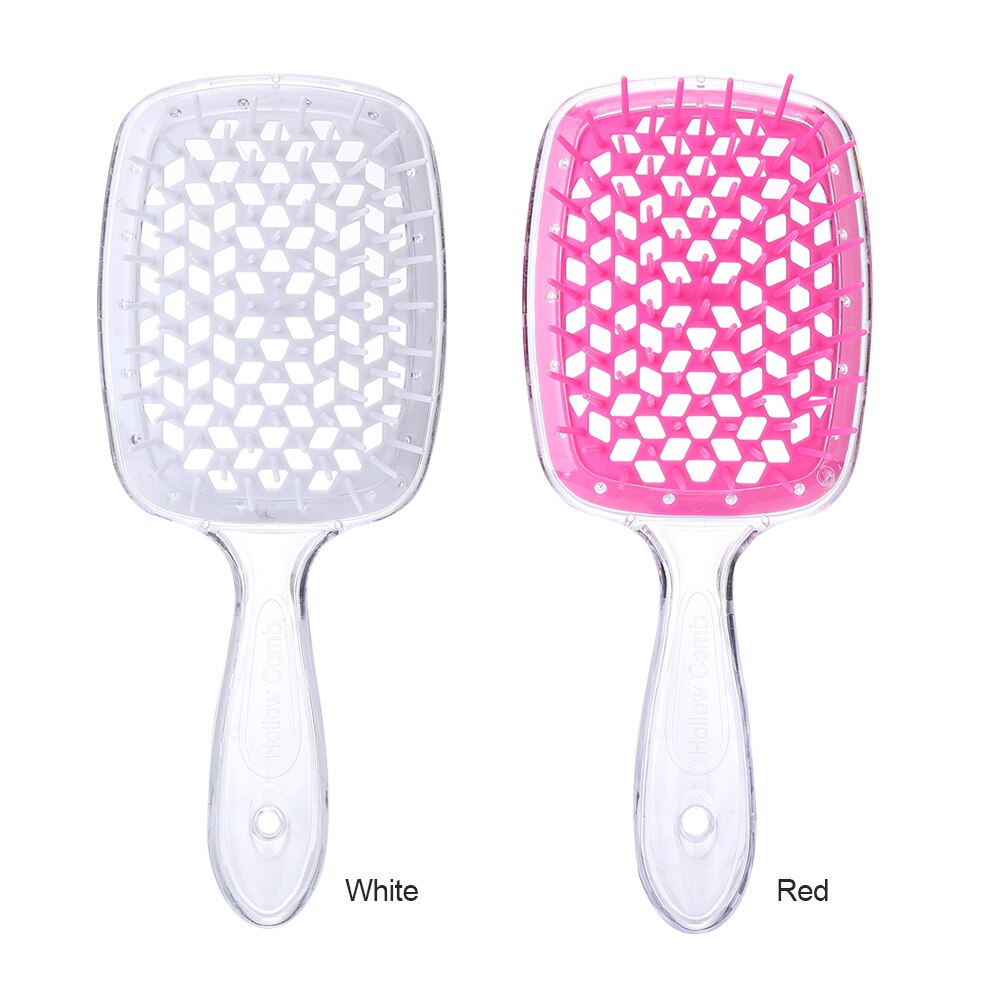 Brede Tanden Luchtkussen Kam Nat Droog Haar Detangling Hoofdhuid Massage Borstel Kappers Vrouwen Tranparent Opknoping Gat Handvat Kam