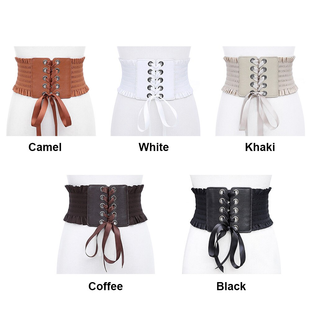 Girls Strap High Waist Adjustable Bowknot Elastic Tie Bands Lace Up Wide Girdle Tassel Corset Women Belt