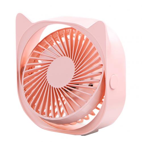 Rotatable USB Desktop Fan Cats Ears Portable Mini Fan Quiet USB Powered Desktop Cooling Fan for Home Office Air Cooling Fan: Pink