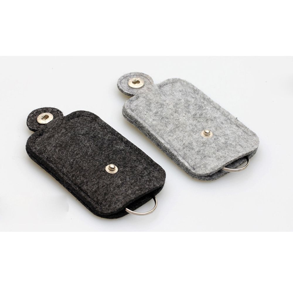 Lightweight Grey Woolen Felt Key Wallets Durable Convenient Car Key Chain Holders Portable Pocket Keys Organizers