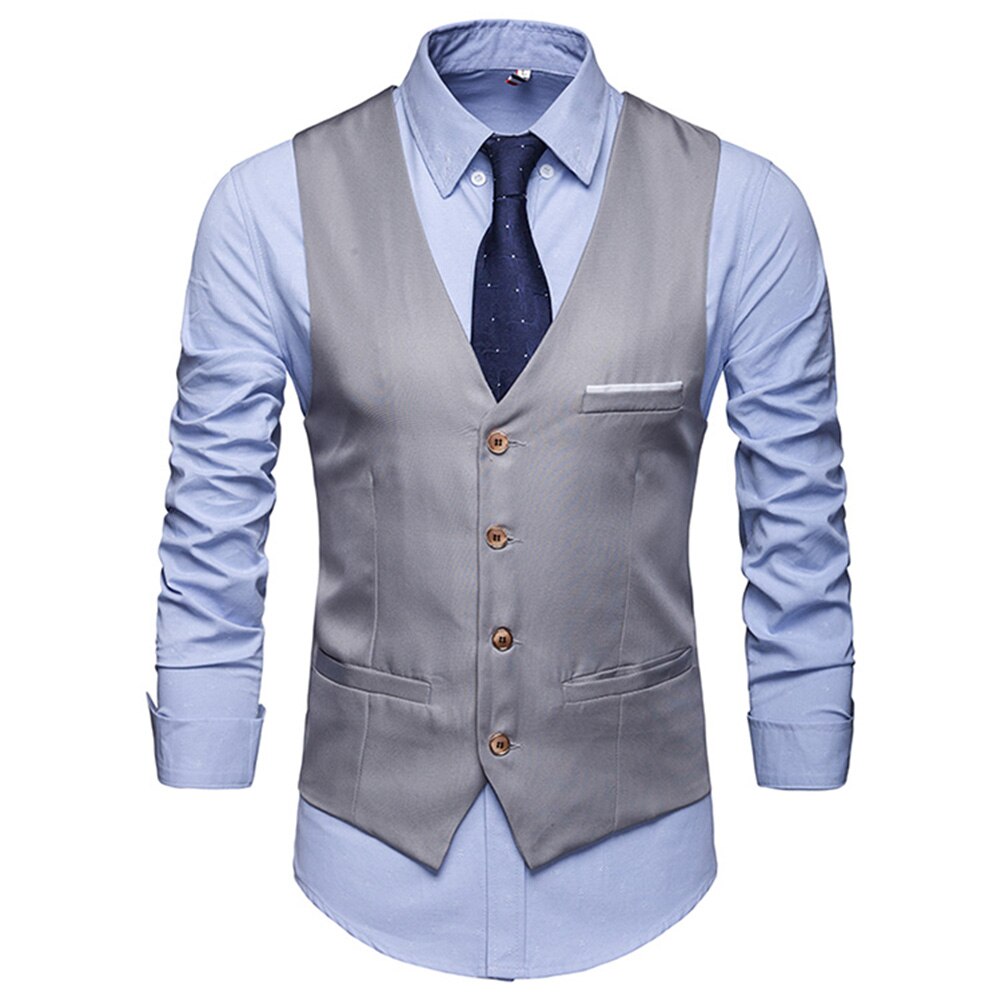 Herfst Mannelijke Formele Rokkostuum Vesten Slim Fit Mannen Pak Vest Man Bruiloft Vest Homme Casual Mouwloze Zakelijke Jas: Grijs / M