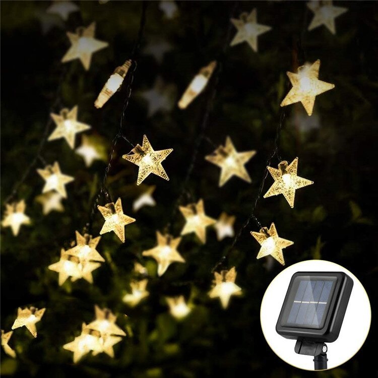 Solar Light Twinkle Star 50/100LED Solar String Lights Waterproof Solar Lamp Garden Tree Window Sun Light Summer Decoration: Warm white / 22M 200LEDs