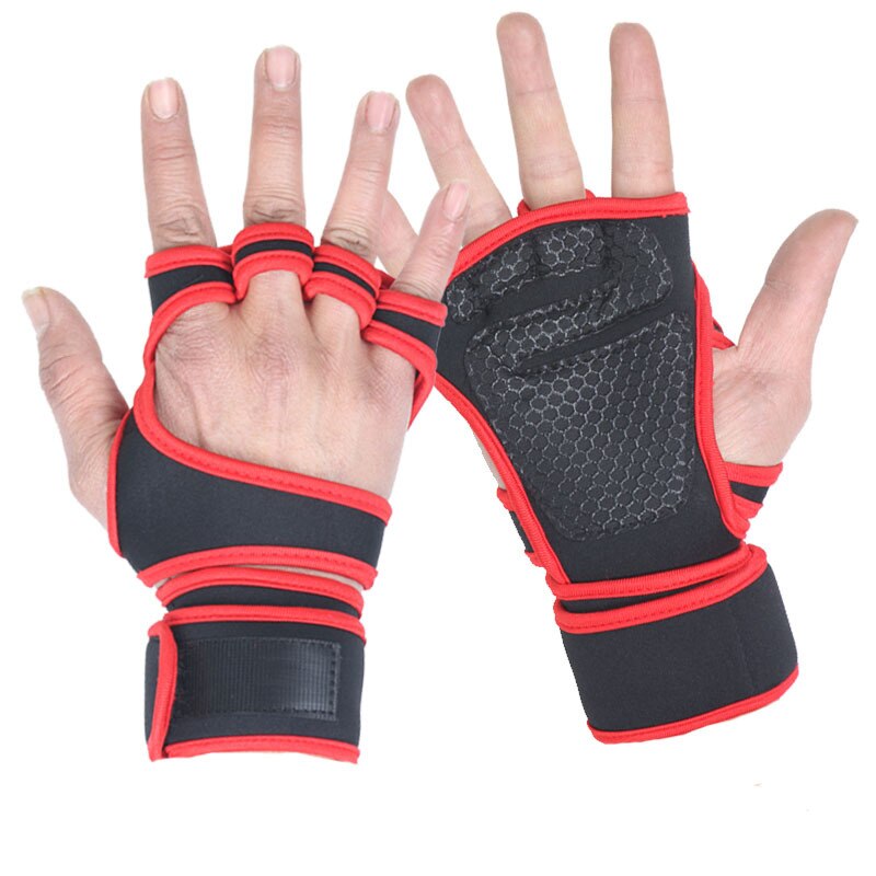 Gym Workout Gloves, Half Finger Weight Lifting Gloves with Wrist Support and Palm Protect Suit for Dumbbell Fitness Training