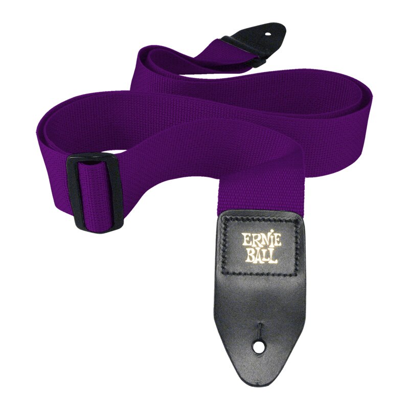 Ernie ball polypro gitaarband met leren uiteinden, comfortabele gitaarband voor akoestische, folk-, elektrische gitaar en basgitaar.: Paars