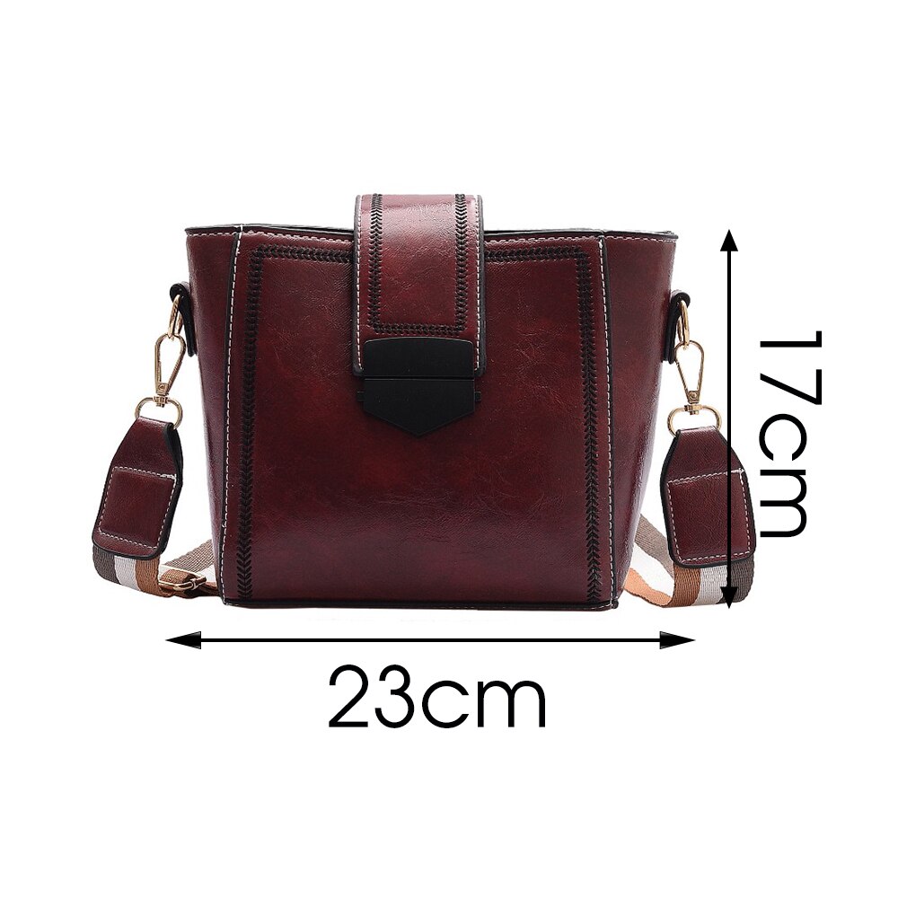 Kvinnelig skinn dameveske dame skulder håndvesker ensfarget bøtte med stor kapasitet casual kvinnelige crossbody vesker